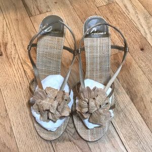 Delman floral tan heels